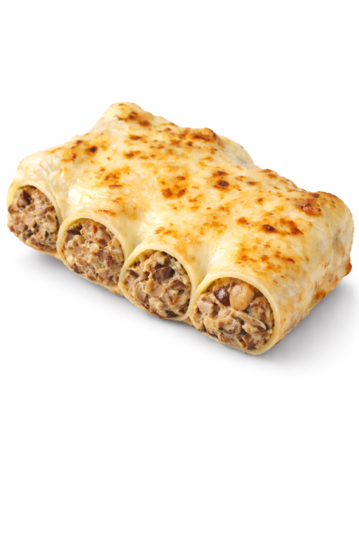Cannelloni de pato y champiñones con bechamel